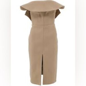 Carven Camel Wool Strapless Structured Pencil Midi Dress – Size 40 (US 8)
